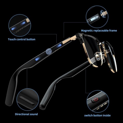 스마트 안경 무선 블루투스 혁신적인 교체 프레임 마그네틱 어트랙션 디자인 맞춤형