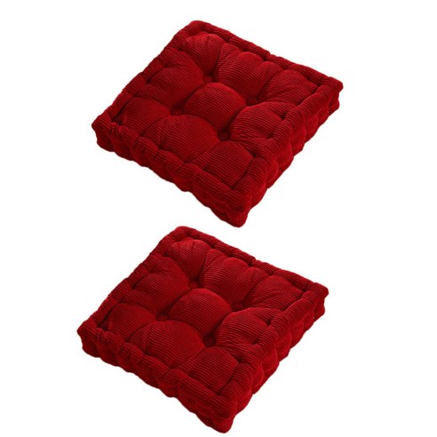 2팩 코듀로이 의자 방석 시트 패드 다다미 방석 바닥 방석(빨간색), 레드, 패브릭