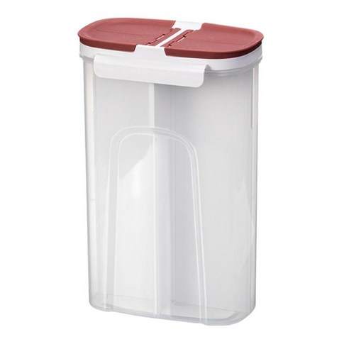 거친 곡물 저장 탱크 3200ml 용량 투명 Movebale 그리드 식품 용기 오트밀 귀리 시리얼 캔 항아리 가정용 주방, 빨간색, PP 실리콘