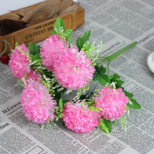 DFMEI 인공 꽃 인공 꽃 카네이션 꽃 냄비 세트 홈 침실 거실 테이블 데스크탑 장식 꽃 예술, DFMEI 1 무리 카네이션 (핑크) 병