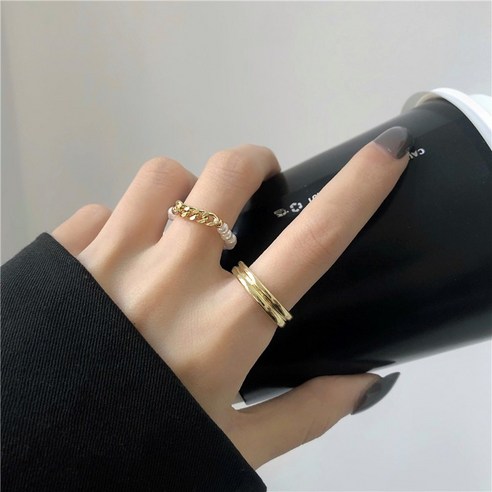 진주 투피스 검지 반지 패션 개성 도넛 반지 여성 인스타그램 디자인 심플한 반지 A251