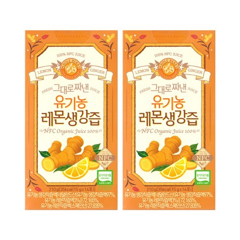 홀베리 그대로 짜낸 유기농 레몬 생강즙 14p, 210g, 2개