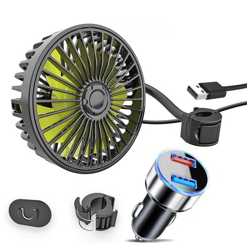[SW] USB 12V 자동차 대시 보드 좌석 룸 사무실 360 도 조정 가능한 공기 냉각기 게일 여름 냉각 팬 차량 인테리어 액세서리, Black C