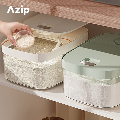 Azip 에이집 밀폐형 원터치 쌀통 잡곡 보관함 6kg/10kg, 그린, 6KG, 1개