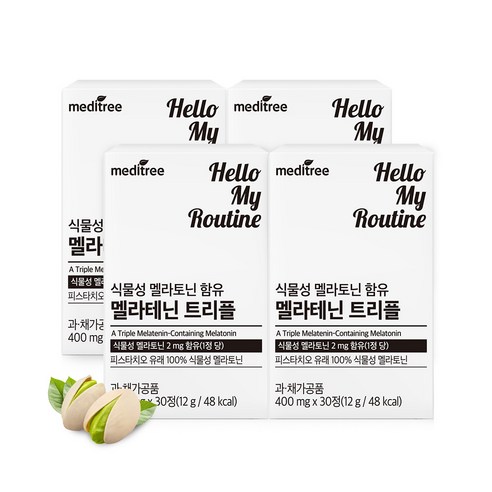메디트리 식물성 멜라토닌 함유 멜라테닌 트리플 4박스, 30정