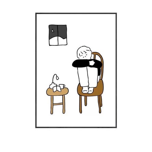 햇빛에이치 북유럽 모던 감성 인테리어 그림액자, 짝사랑, 블랙