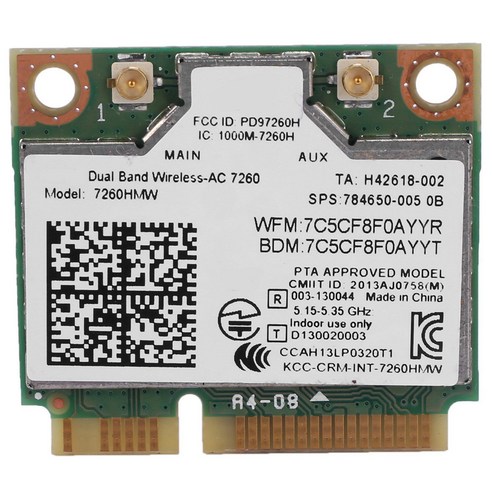 듀얼 밴드 AC1200 무선 어댑터 용 Intel 7260 7260HMW AC 미니 PCI-E 카드 2.4G / 5G WIFI + Bluetooth 4.0 Dell / Sony /, 보여진 바와 같이, 하나