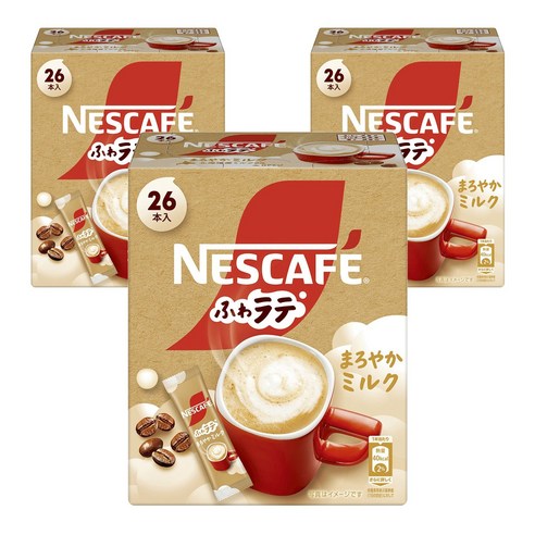 네스카페 부드러운 라떼 스틱 밀크맛 커피믹스, 3개, 7.9g, 26개입