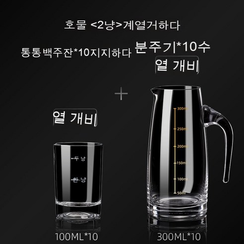 스노우드림 유리 컵 스크럽 소주잔 가정용 컵잔 세트, 10+10골드2컵눈금분주기