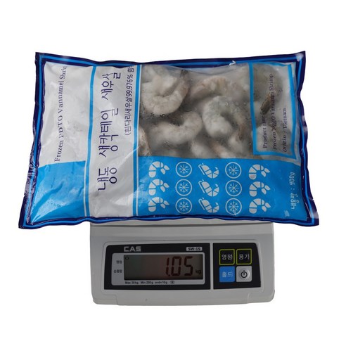 칵테일 새우 1kg 흰다리새우 냉동 특대 감바스 생새우살 깐새우 (실중량 900g), 26/30, 1개