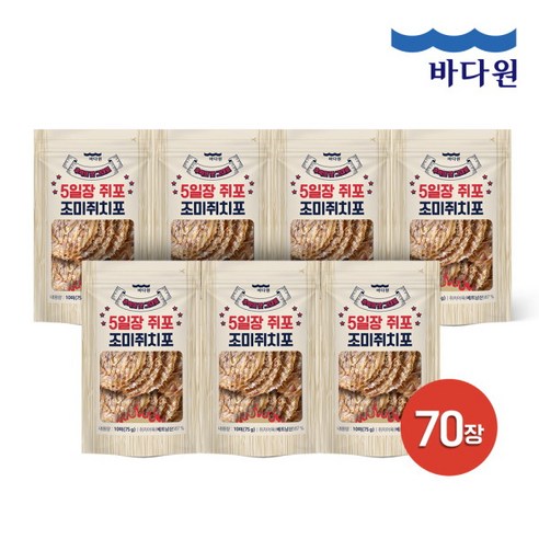 바다원 5일장쥐포 75g(10장)X12팩 (총 120장), 12개