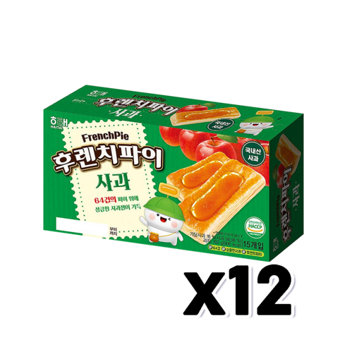 해태 후렌치파이 사과 15개입 스낵간식 192g x 12개, 단품