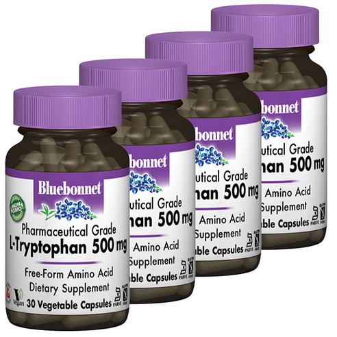 블루보넷 L-트립토판 500mg 베지터블 캡슐 무설탕 글루텐 프리, 30개입, 4개, 30정