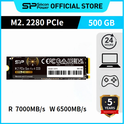 실리콘파워 Silicon Power US75 M.2 NVMe SSD PCIe Gen 4x4, 500GB