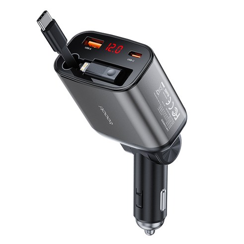 Toocki 차량용 시거잭 충전기 C타입 초고속 충전기 PPS 105w 시거잭 차량용 초고속 충전2.0 45w차량용 충전기, 그레이, TQ-CC38