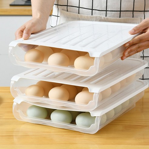 구디푸디 슬라이딩 계란 트레이 냉장고 보관함 수납, 화이트