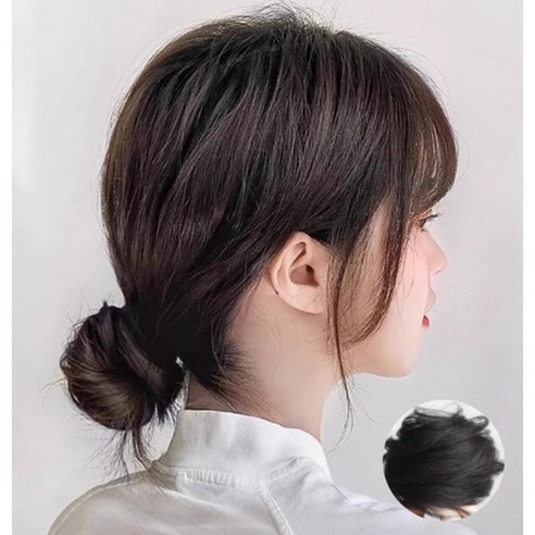 에리모 똥머리 가발 밴드 볼륨 올림머리, 내츄럴 블랙, 1개