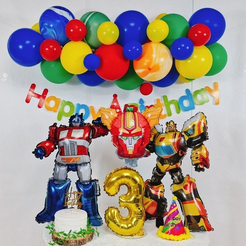 스마일파티 헬로 카봇 로봇 풍선 생일파티세트, 1세트, 3세
