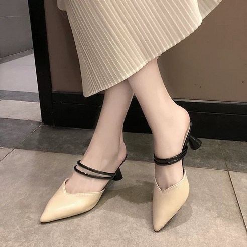 [FNJ] 신발 여성 2021 새로운 패션 슬리퍼 하이힐 샌들 여성 Chaussure