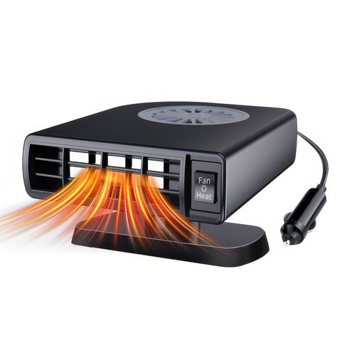 RUNHome 자동차 온풍기 12V 24V 휴대용 저소음 차량용 차히터, 블랙 24V, 1개