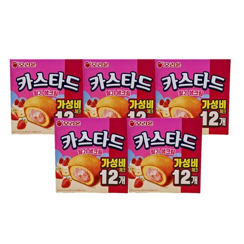 오리온 카스타드 딸기 생크림 12p, 276g, 5개