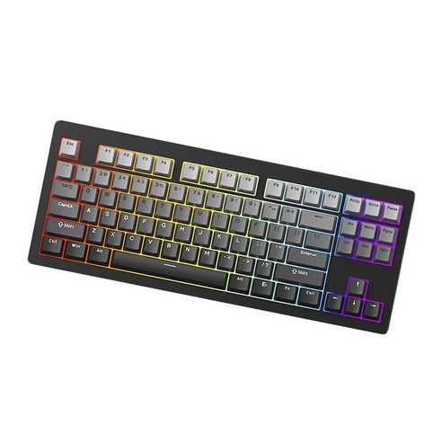 몬스긱 M3W 그라데이션 3가지 모드 RGB 기계식 OEM 87 키 핫스왑 유선 키보드, 그레이 + 블랙, 아이스크림핑크축, 텐키리스