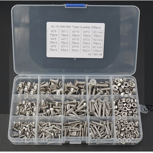 500pcs 스테인레스 볼트너트 세트 M3 M4 M5 육각렌치 볼트 너트 포함 1세트 스텐너트 500pcs 스테인레스 볼트너트 세트 M3 M4 M5 육각렌치 볼트 너트 포함 1세트 스텐너트