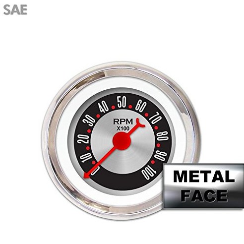 Aurora Instruments 4026 American Retro Rodder Tachometer Gauge (Red Classic Needles Chrome Bezels), Chrome Bezels),Aurora Instrum, 1개