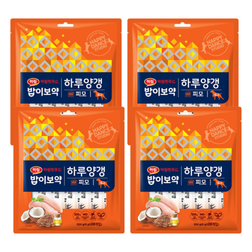 하림펫푸드 밥이보약 하루양갱 강아지 간식 피모, 224g, 4팩