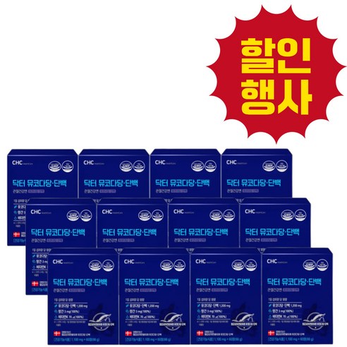반짝 할인 CHC닥터 뮤코다당단백 콘드로이친1200 철갑상어연골1100mg 12개월분, 60정, 12박스