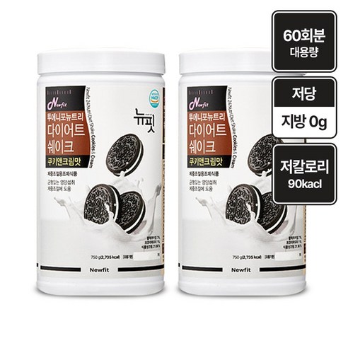 뉴핏 투에니포 뉴트리 다이어트 쉐이크 쿠키앤크림맛, 750g, 2개