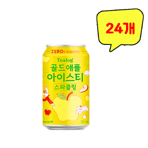 티로그 제로칼로리 골드애플 아이스티 스파클링, 6개, 355ml