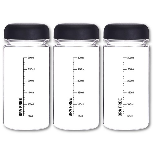 위드 눈금물병 트라이탄 마이보틀 3P, 350ml 블랙 (3개입), 3개