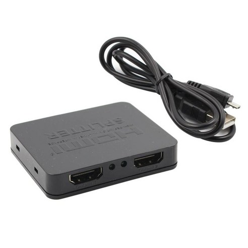 HDMI 스위치 - 1 in 2 HDMI 분배기 출력 - 4K 3D 1080P HD 플러그 앤 플레이 지원 -, 블랙, 6.3x5.3x1.2 cm, 그림