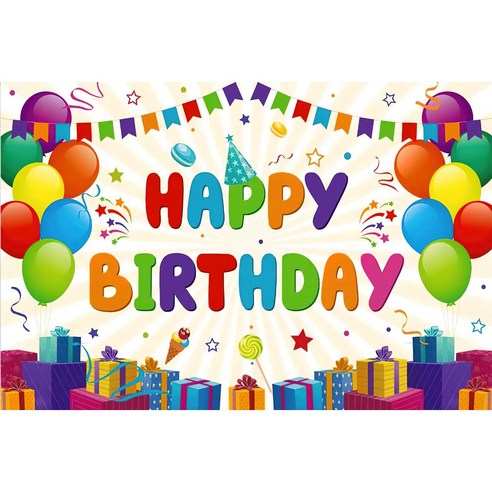 태쓰 생일 파티 현수막 남아 여아 엄마 아빠 생일 배너 3, 선물박스
