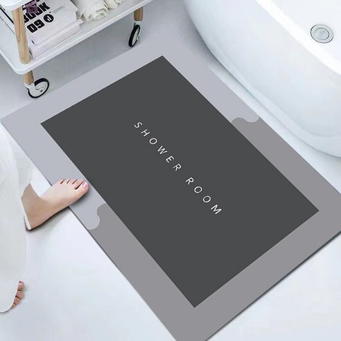 1+1 빨아쓰는 규조토 발매트 60x40, 샤워룸 그레이 1+1, 사각형