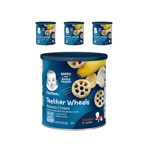 Gerber 그래듀에이트 와플 휠 퍼프 그레인 스낵 42g, 4개, 바나나 크림 (Banana Cream)