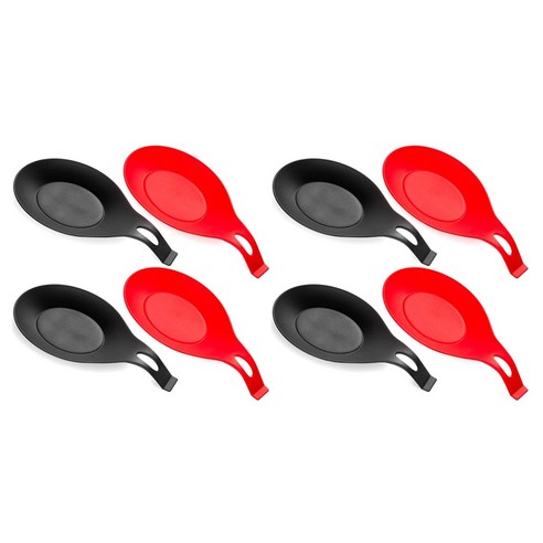 Retemporel 주방용 스푼 레스트 레드 2개 블랙 실리카겔 주방 카운터 레스트, 1개