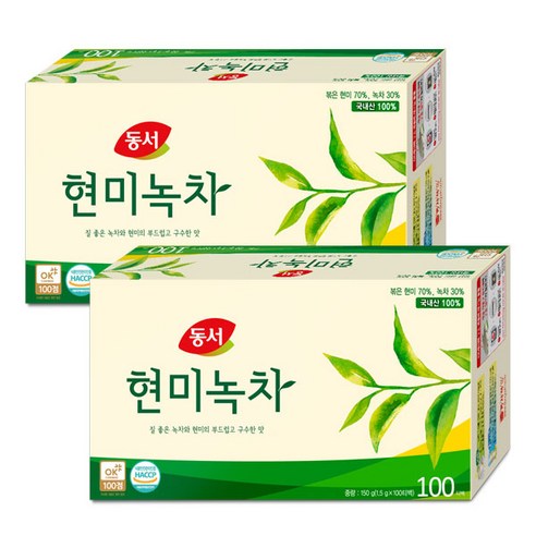 동서 현미녹차 200T +물티슈, 1.5g, 100개입, 2개