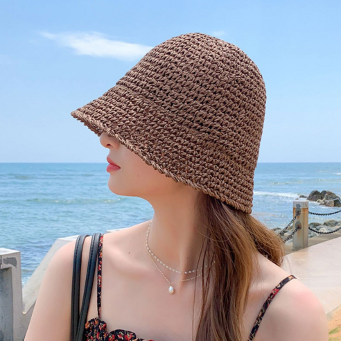 멜로우어썸 여름 벙거지 여자 데일리 라탄모자