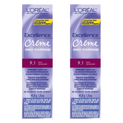 로레알 엑셀런스 크림 그레이 커버리지 49.29g, 9.1 Light Ash Blonde, 2개