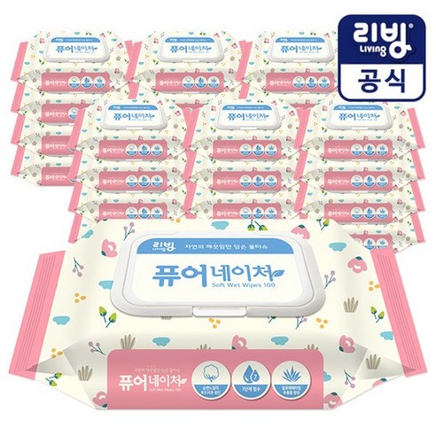 리빙 퓨어네이쳐 물티슈 캡형, 24팩, 1세트