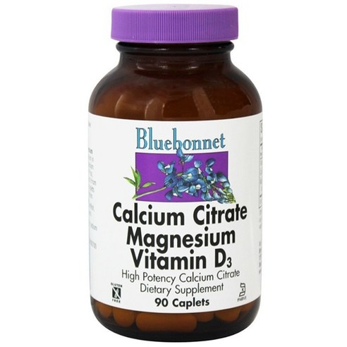 블루보넷 칼슘 시트레이트 마그네슘 비타민 D3 캐플렛, 90정, 2개