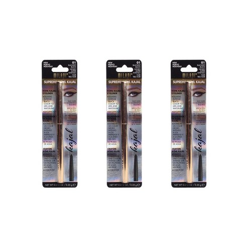 밀라니 슈프림 콜 카잘 아이라이너 워터프루프 0.35g, 01 Blackest Black, 3개
