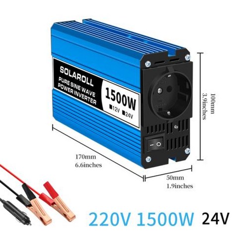 AC 3200W SOLAROLL 포함 디지털 전압 디스플레이 12V LCD 220V 변환기 인버터 24V 순수 DC 사인 소켓 변환기 EU, 2) 1500W 24V 220V 50HZeurope