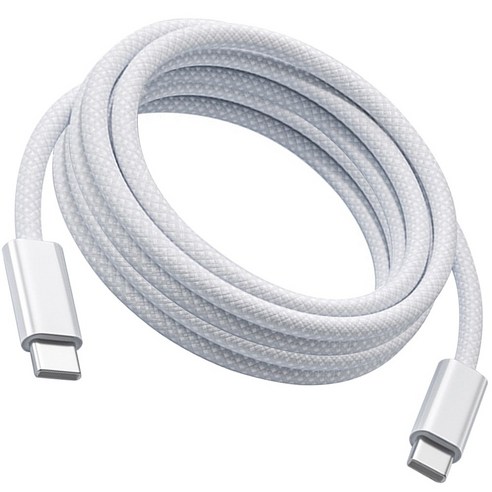 240W PD 초고속 충전 패브릭 C타입 케이블, 1개, 화이트, 5m