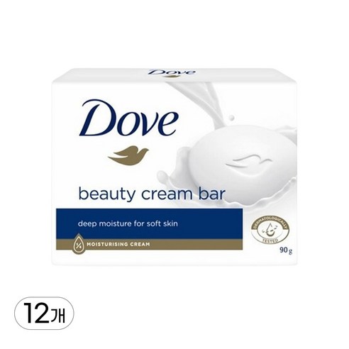 도브 뷰티 크림 바 비누, 90g, 12개입