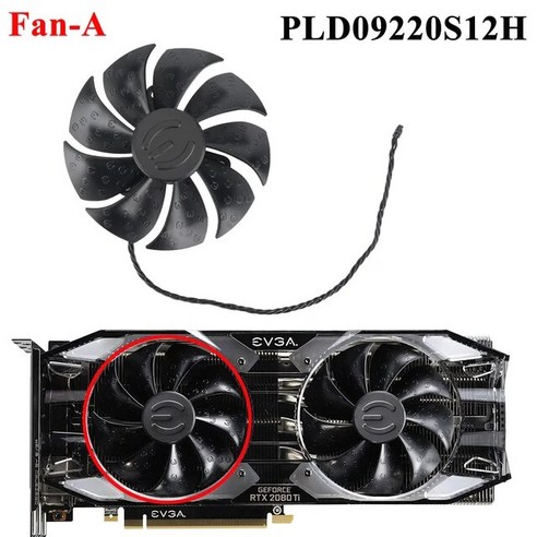 그래픽카드 지포스 컴퓨터 PLD09220S12H 12V 0.55A GPU 냉각 팬 87mm EVGA RTX 2080 Ti 2060 2070 슈퍼 XC 울트라 게임용 그래픽 카드, 1.Fan - A - 없음 RGB-Black