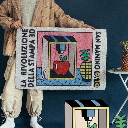 마츠리센 PVC 현관 코일매트 120x80cm, 1개, 프레이스 애플