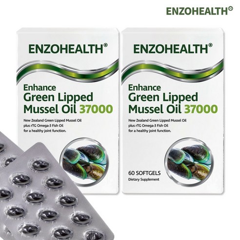 엔조 헬스 초록입홍합 오일 37 000mg 60정 2팩 Enzo Health Green Lipped Mussel Oil 37000 60caps, 2개